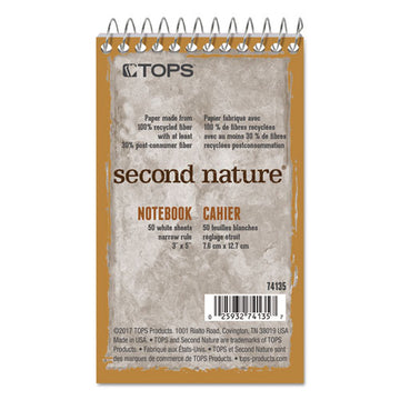 TOPS™ Second Nature Wirebound Notepads, Narrow Rule, Randomly Assorted Cover Colors, 50 White 3 X 5 Sheets freeshipping - TVN Wholesale